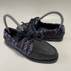Sebago Docksides Spinnaker Navy Tribal Boat Shoes‎ Womens 5.5 Nubuck Leather